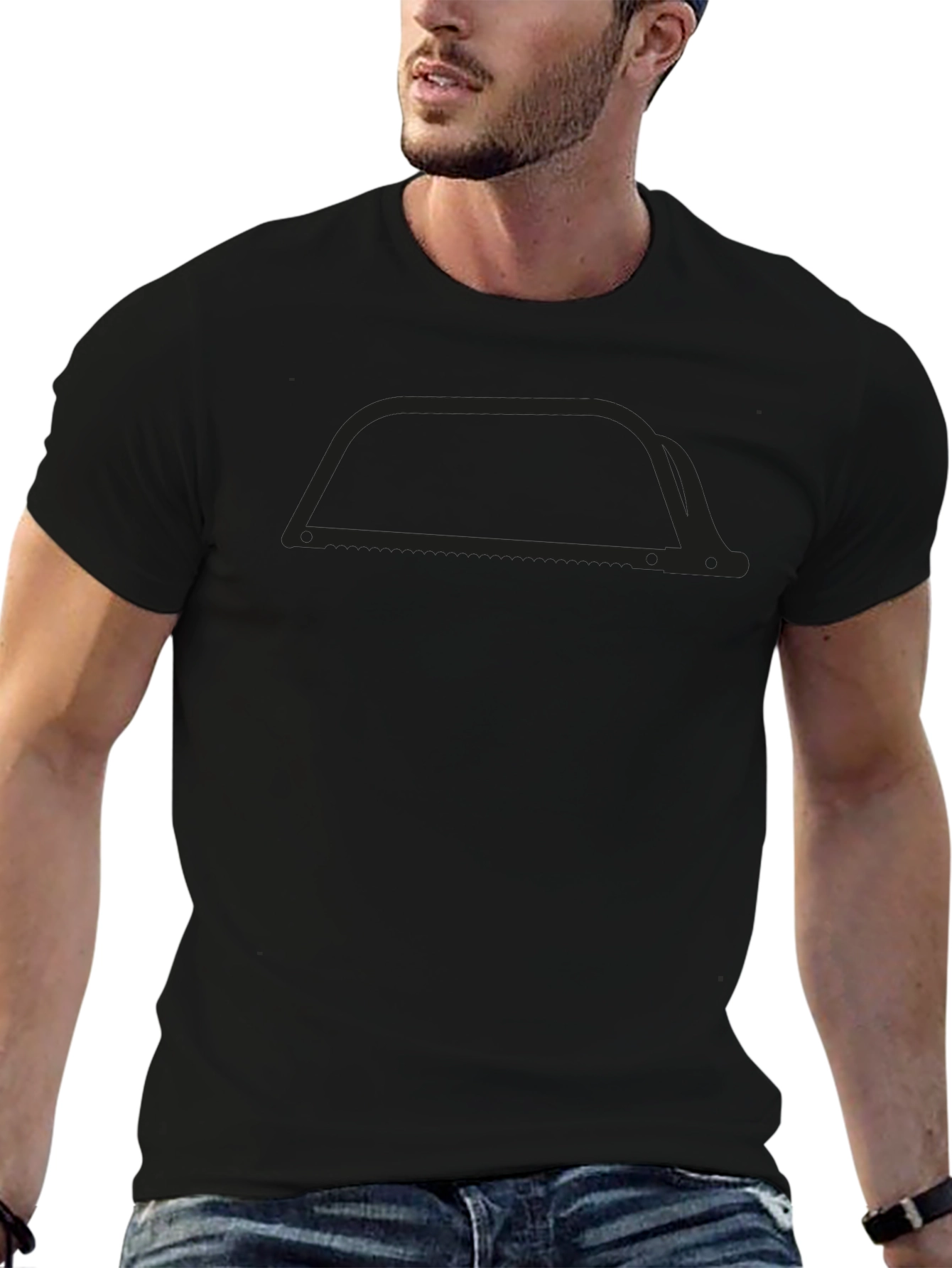 Mens Black Graphic Tee - Saw Design