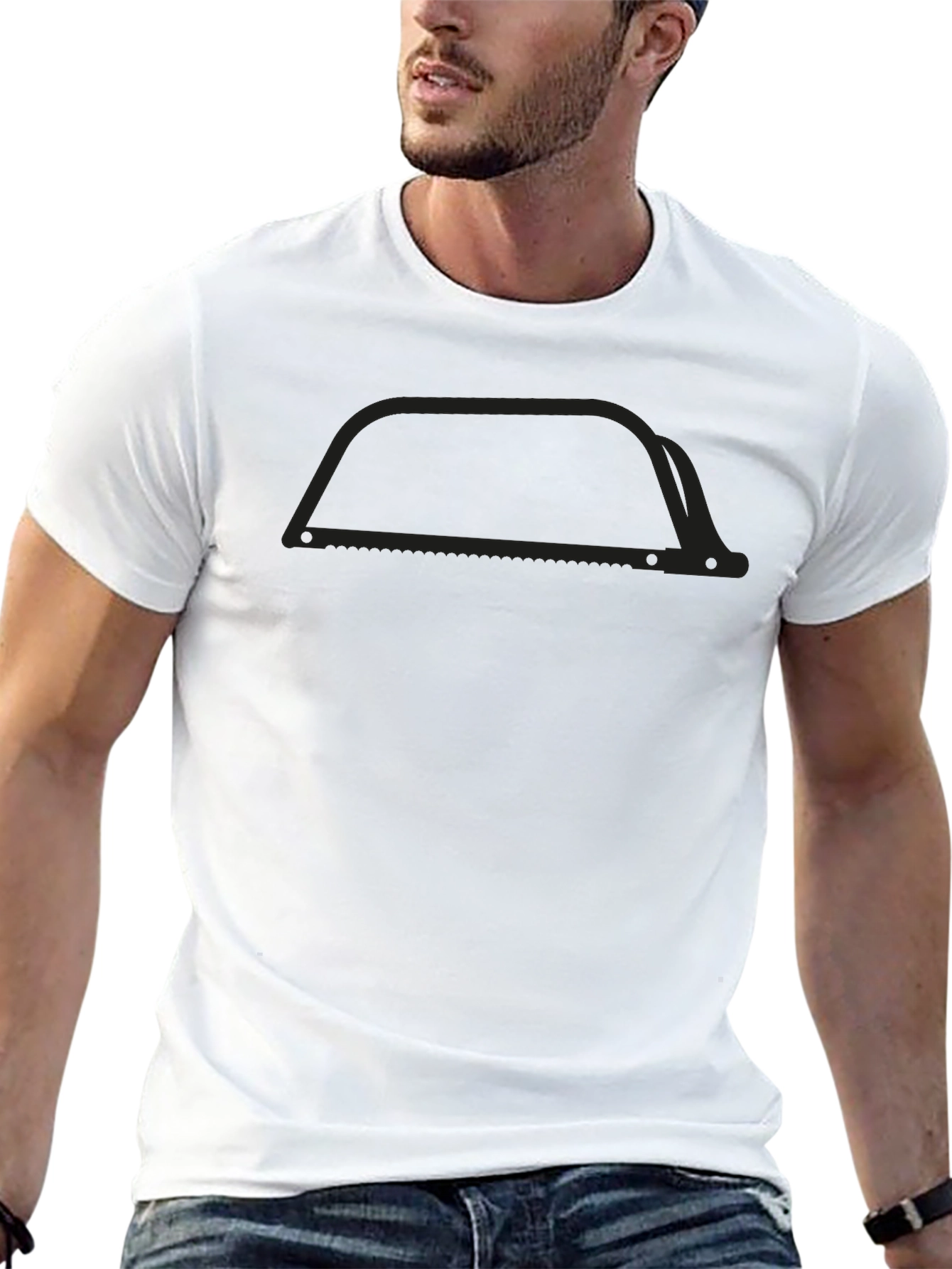 Mens Black Graphic Tee - Saw Design