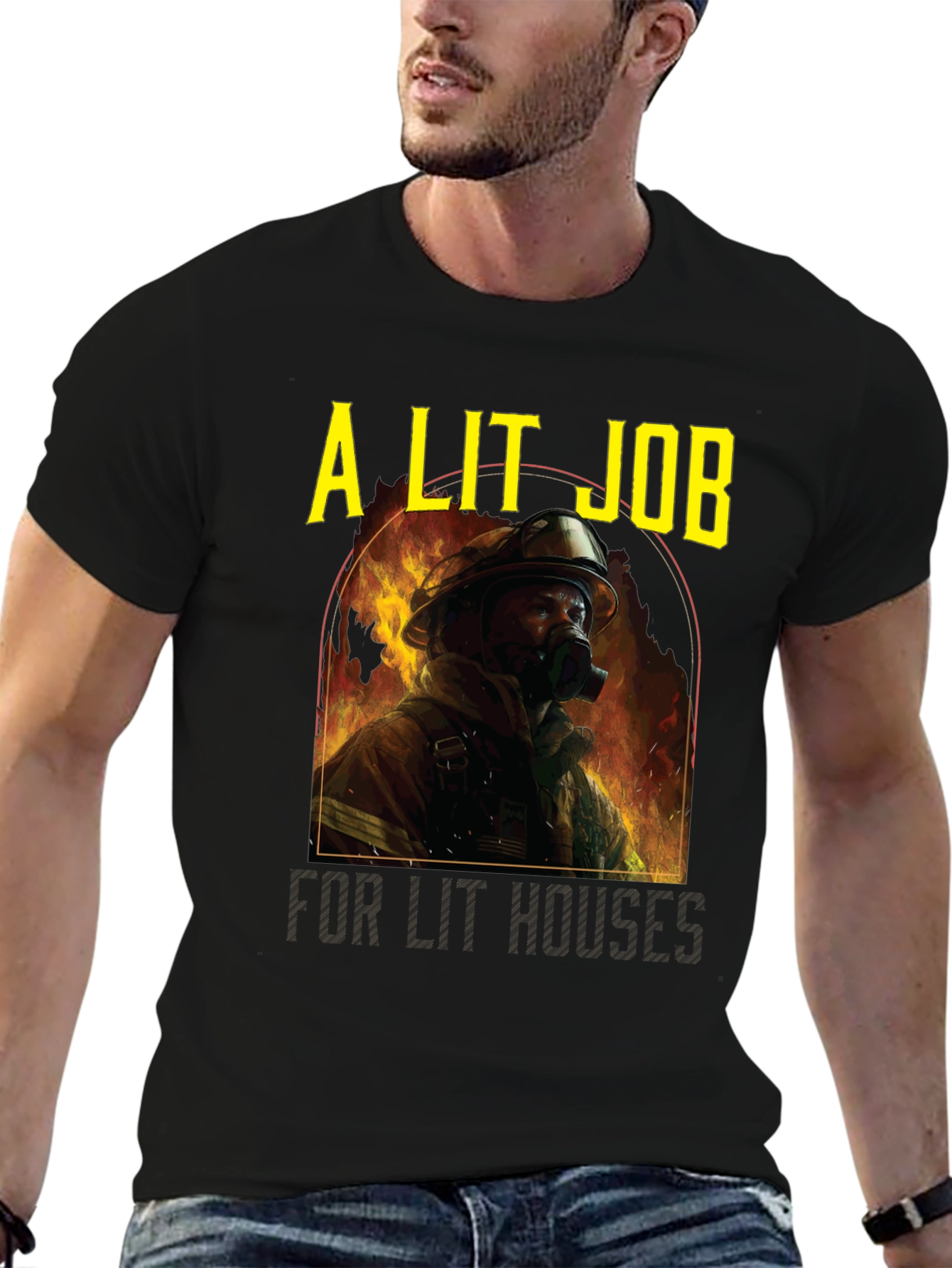 A Lit Job T-Shirt - Firefighter Graphic Tee