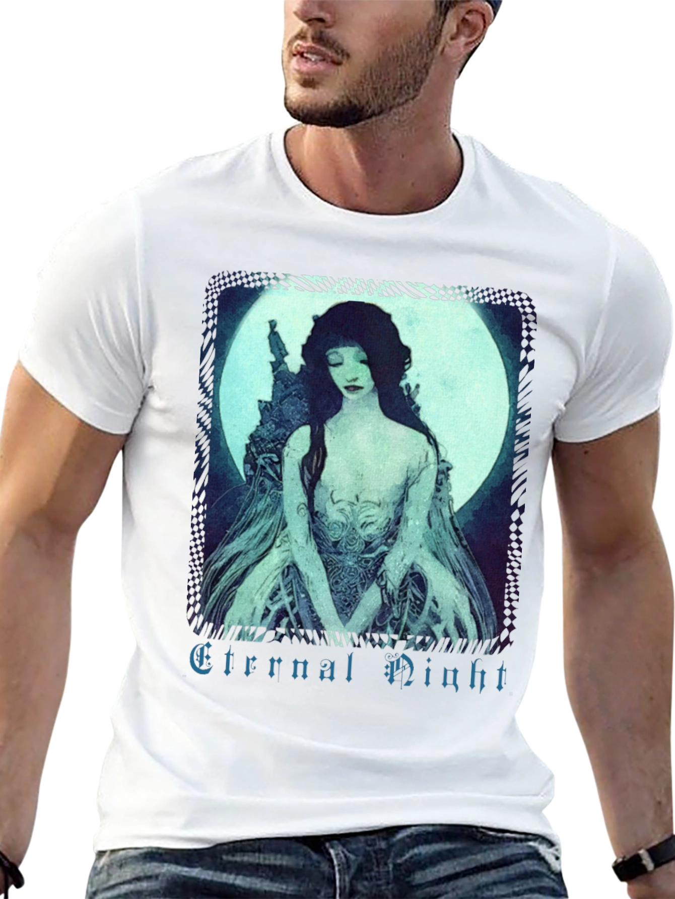 Eternal Night Graphic Tee - Black Cotton T-Shirt