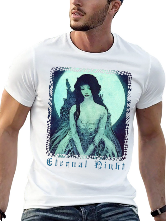 Eternal Night Graphic Tee - Black Cotton T-Shirt