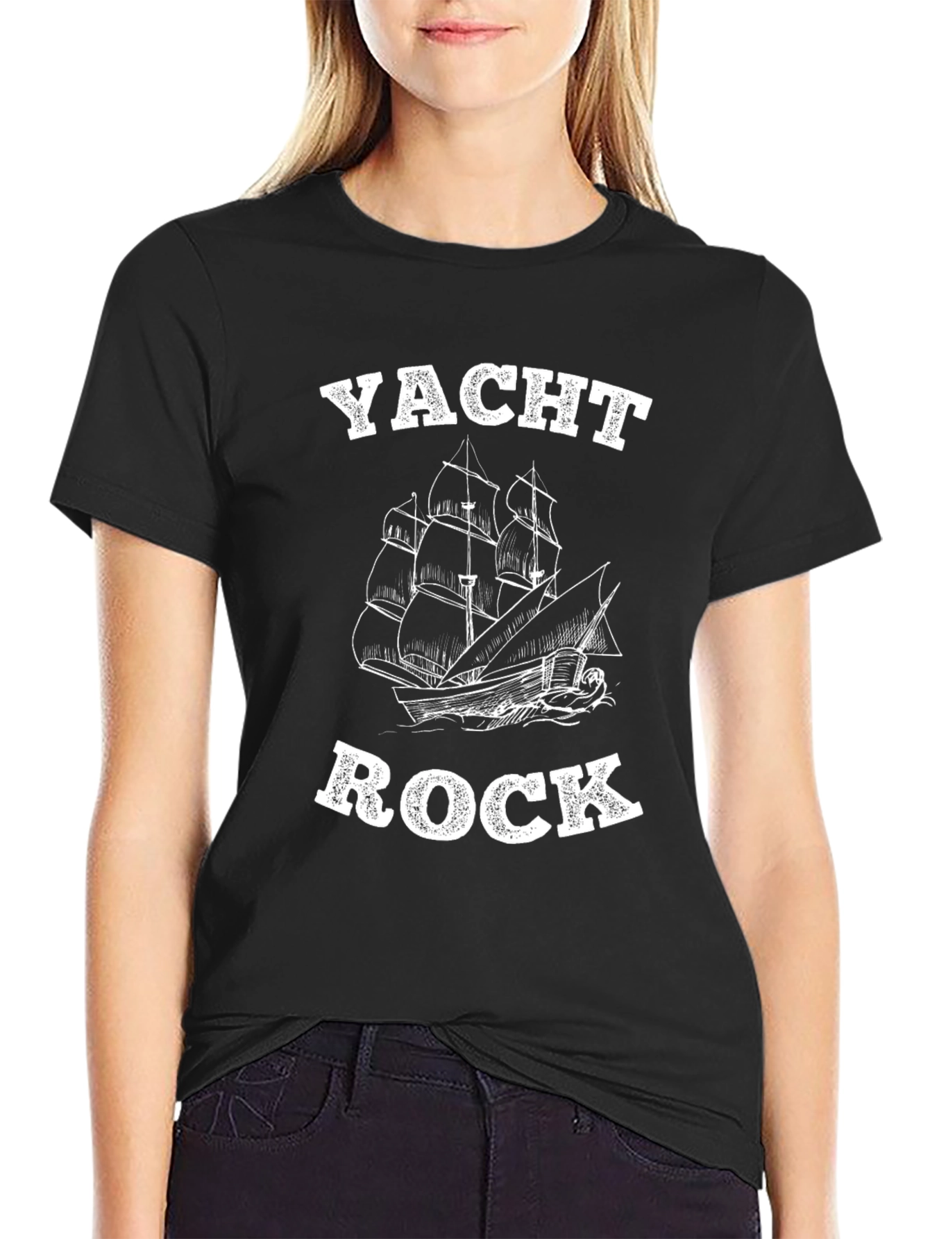 Yacht Rock Graphic Tee - Black Cotton T-Shirt
