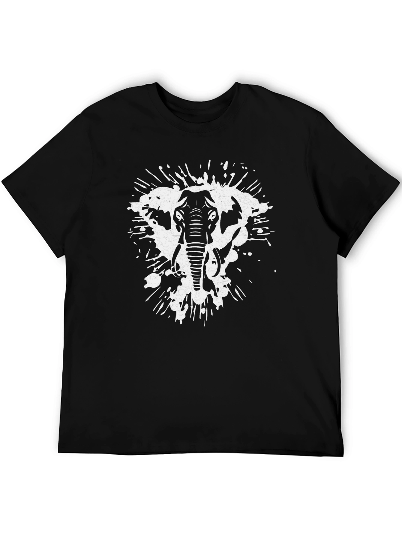 Elephant Splatter Graphic Tee - Black