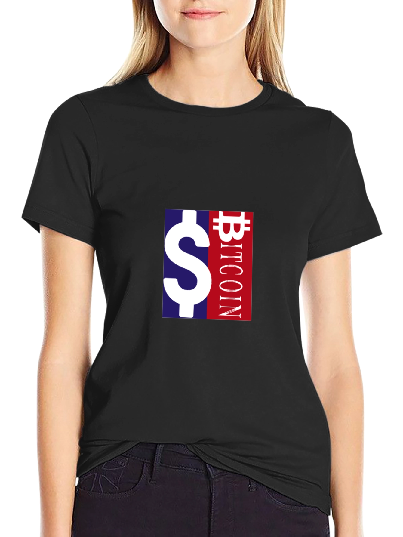 Bitcoin Dollar Symbol Graphic Tee - Black