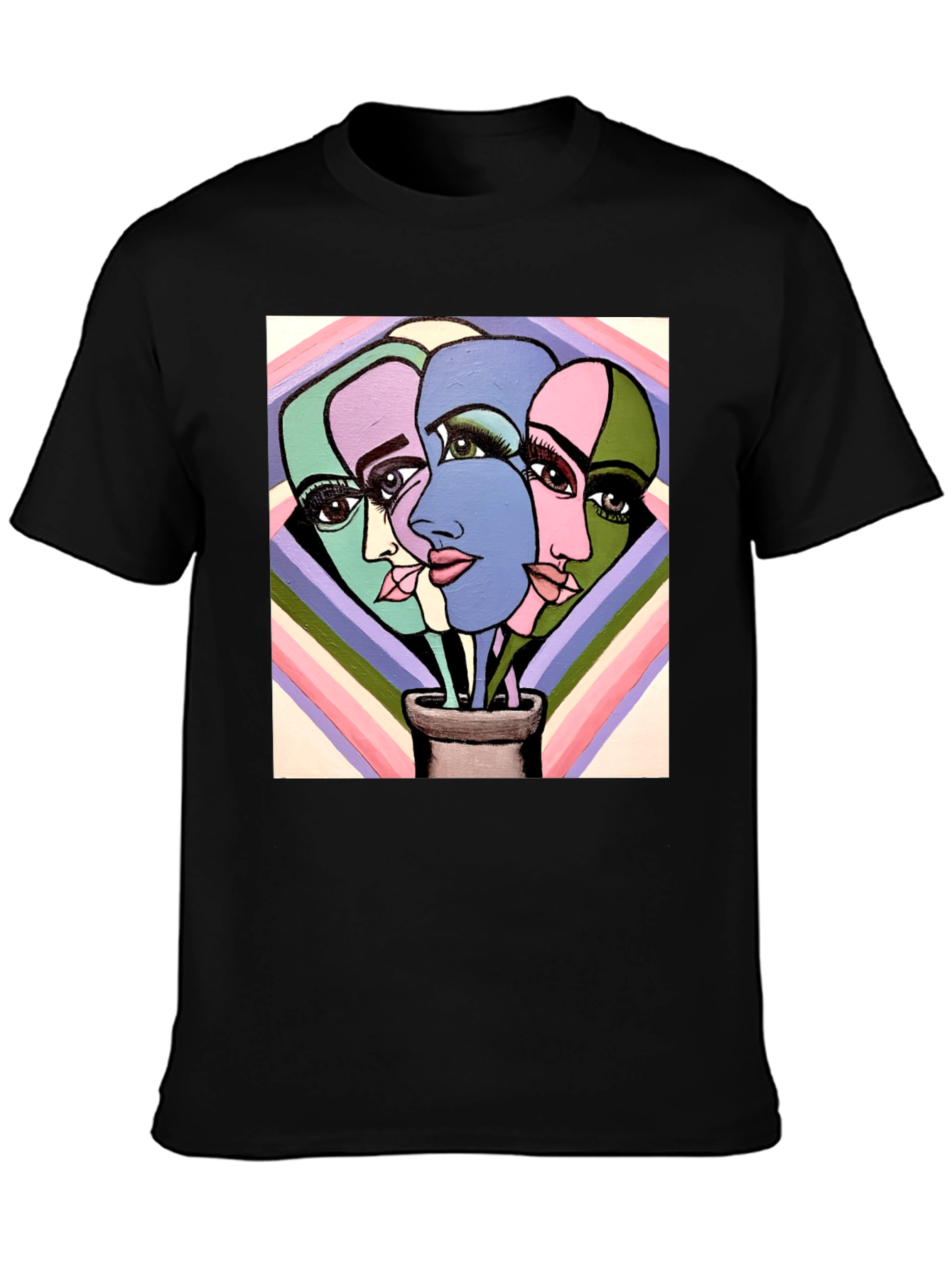 Abstract Faces Graphic Tee - Unique Art T-Shirt