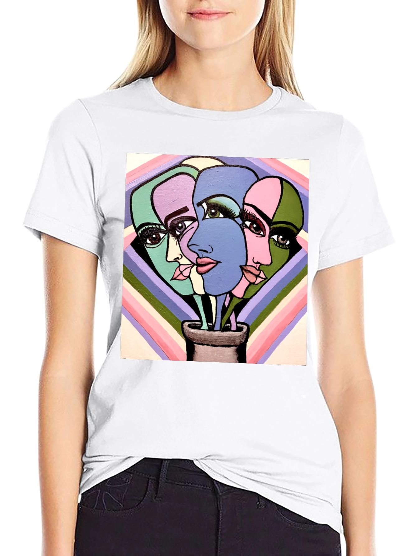 Abstract Faces Graphic Tee - Unique Art T-Shirt