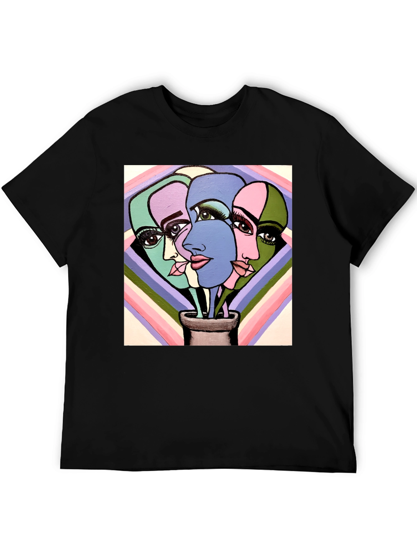 Abstract Faces Graphic Tee - Unique Art T-Shirt