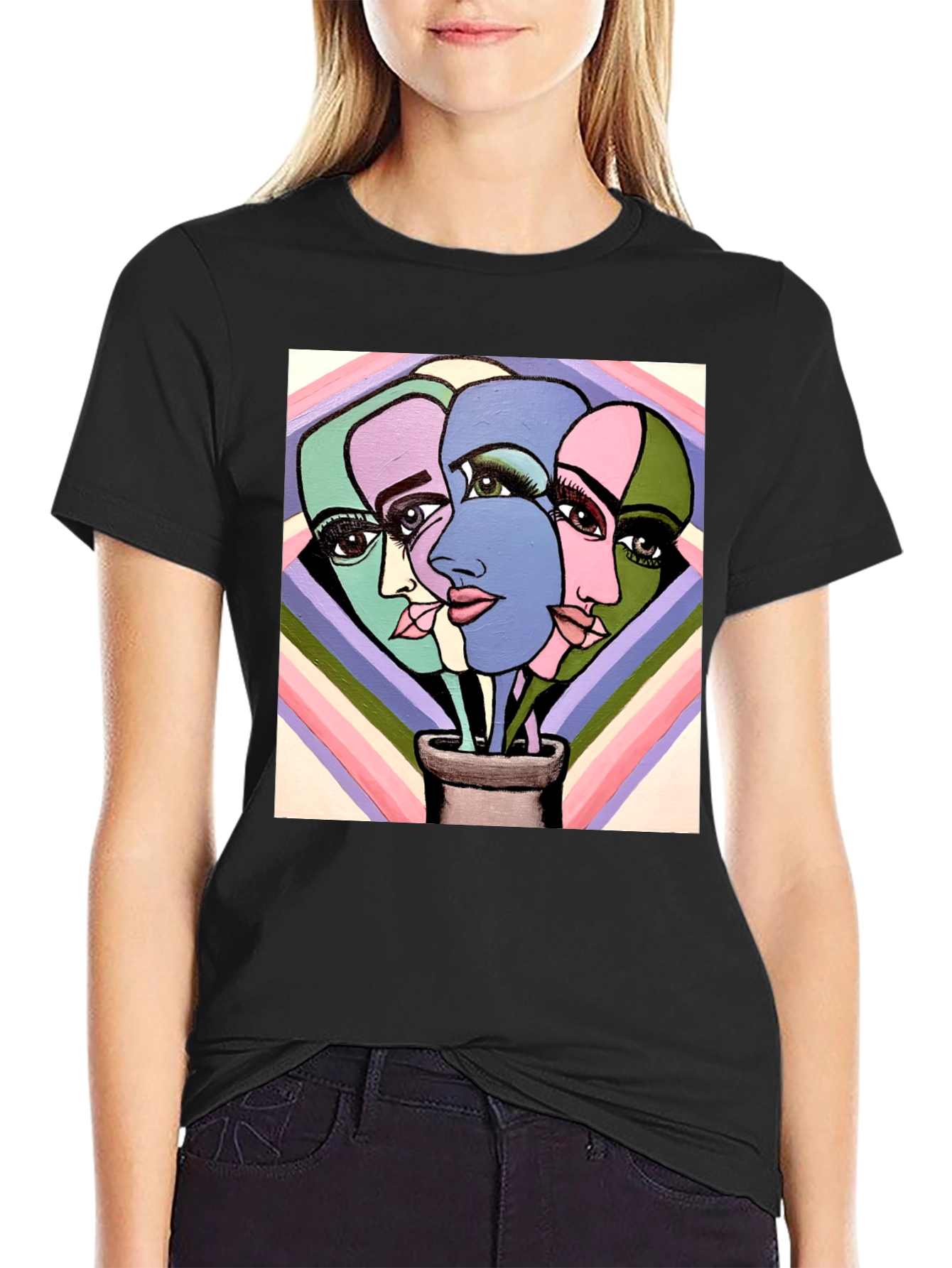 Abstract Faces Graphic Tee - Unique Art T-Shirt