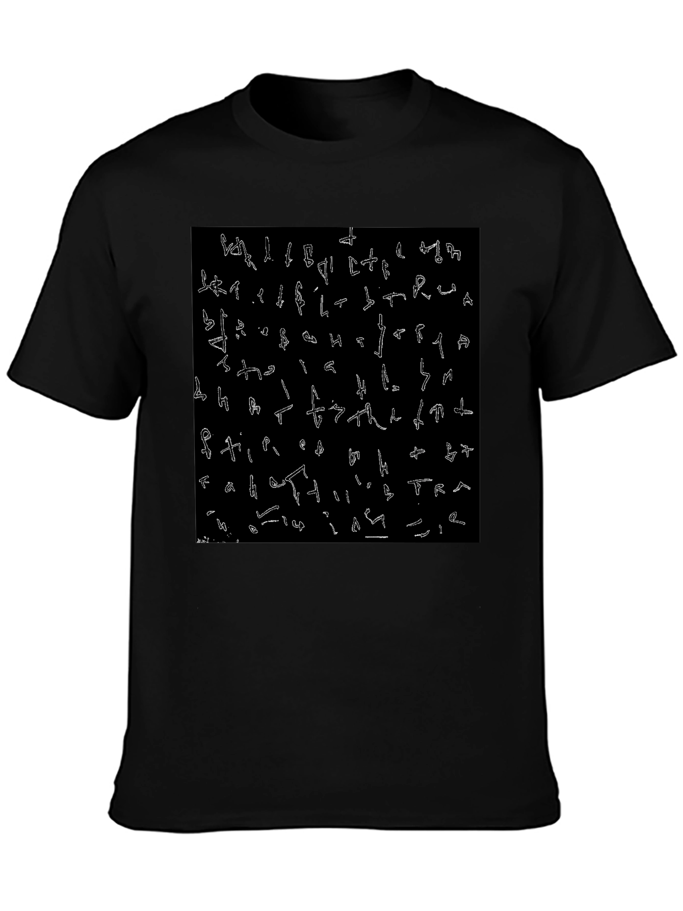 Abstract Glyph Print Black T-Shirt