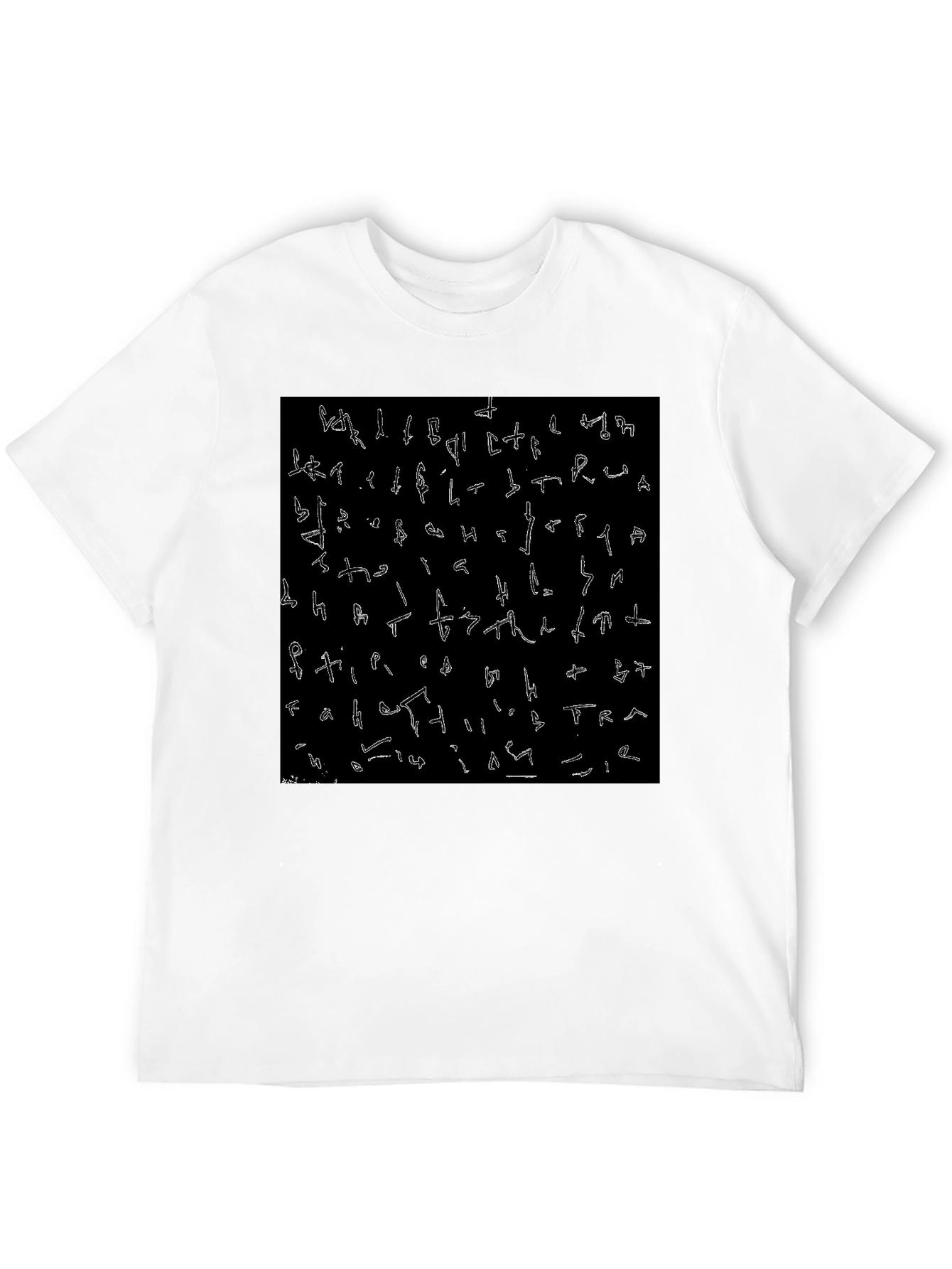 Abstract Glyph Print Black T-Shirt
