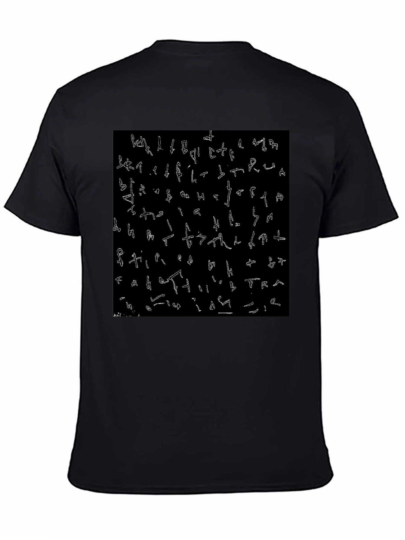 Abstract Glyph Print Black T-Shirt