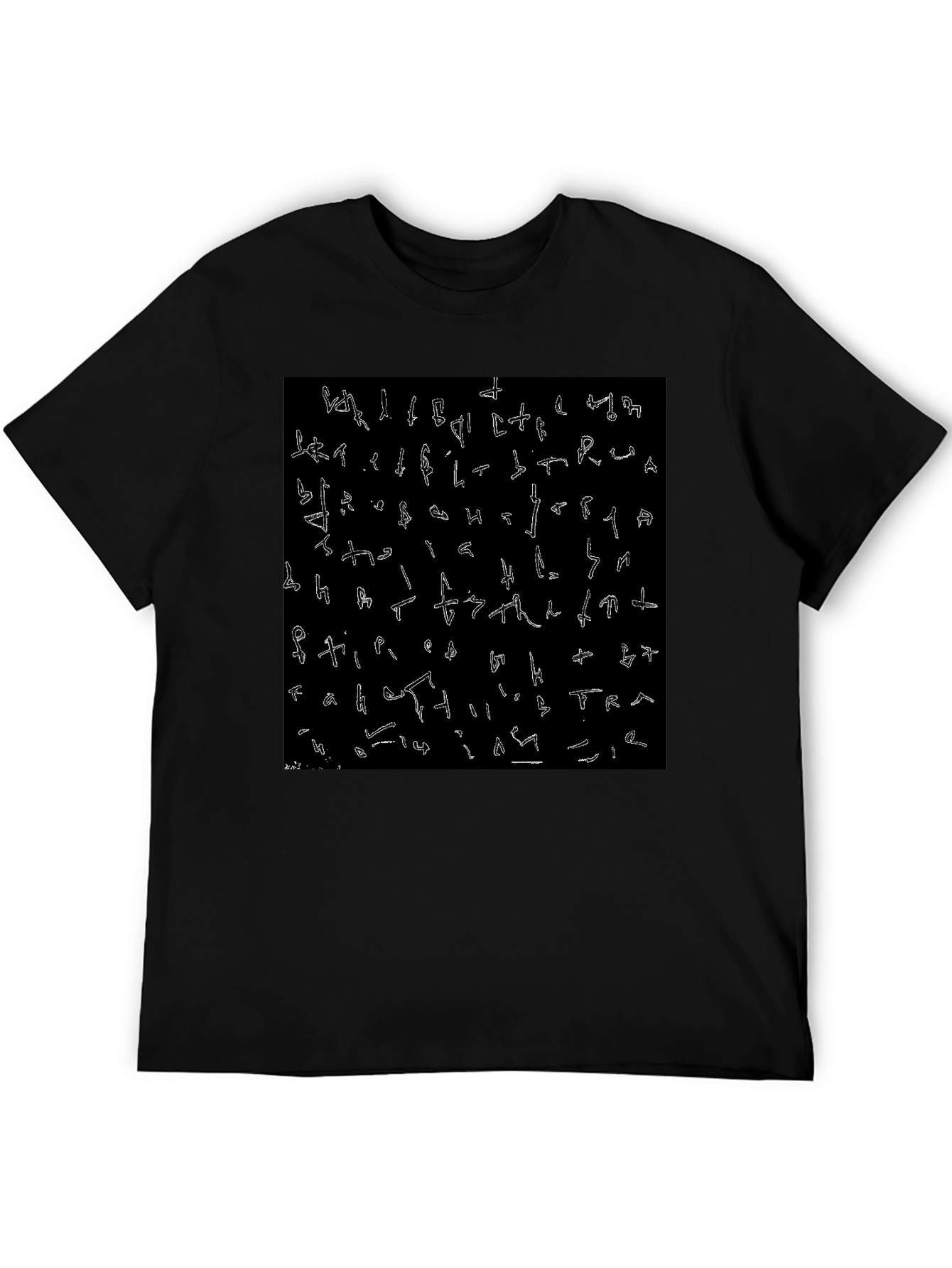 Abstract Glyph Print Black T-Shirt