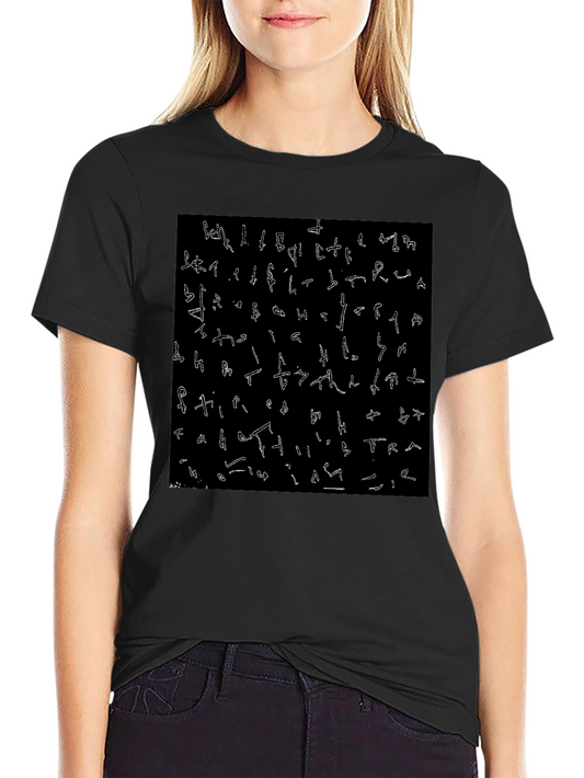 Abstract Glyph Print Black T-Shirt