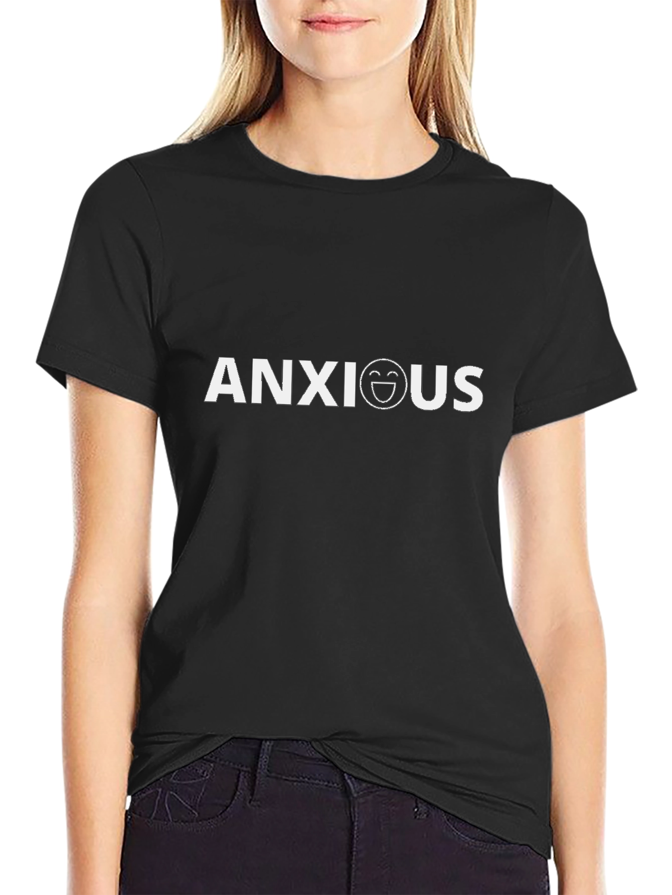 Anxious Graphic Tee - Black Cotton T-Shirt