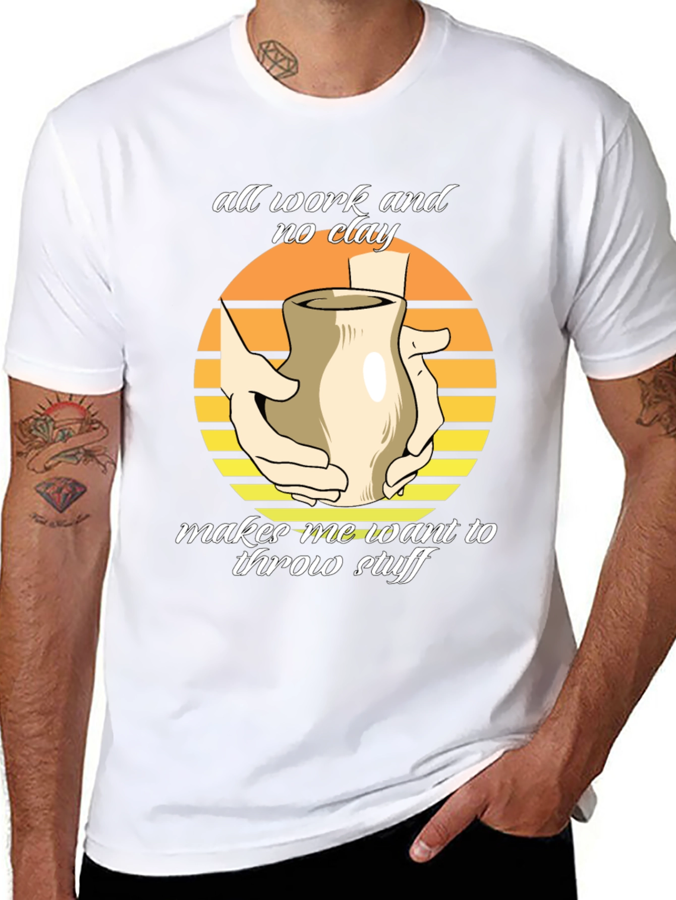 Pottery Throwing T-Shirt - All Work No Clay
