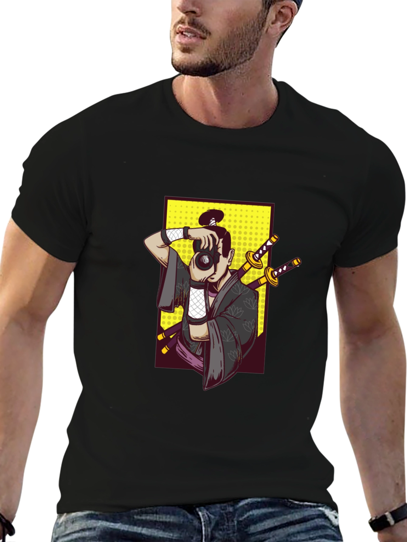 Samurai Photographer Graphic Tee - Unique Design