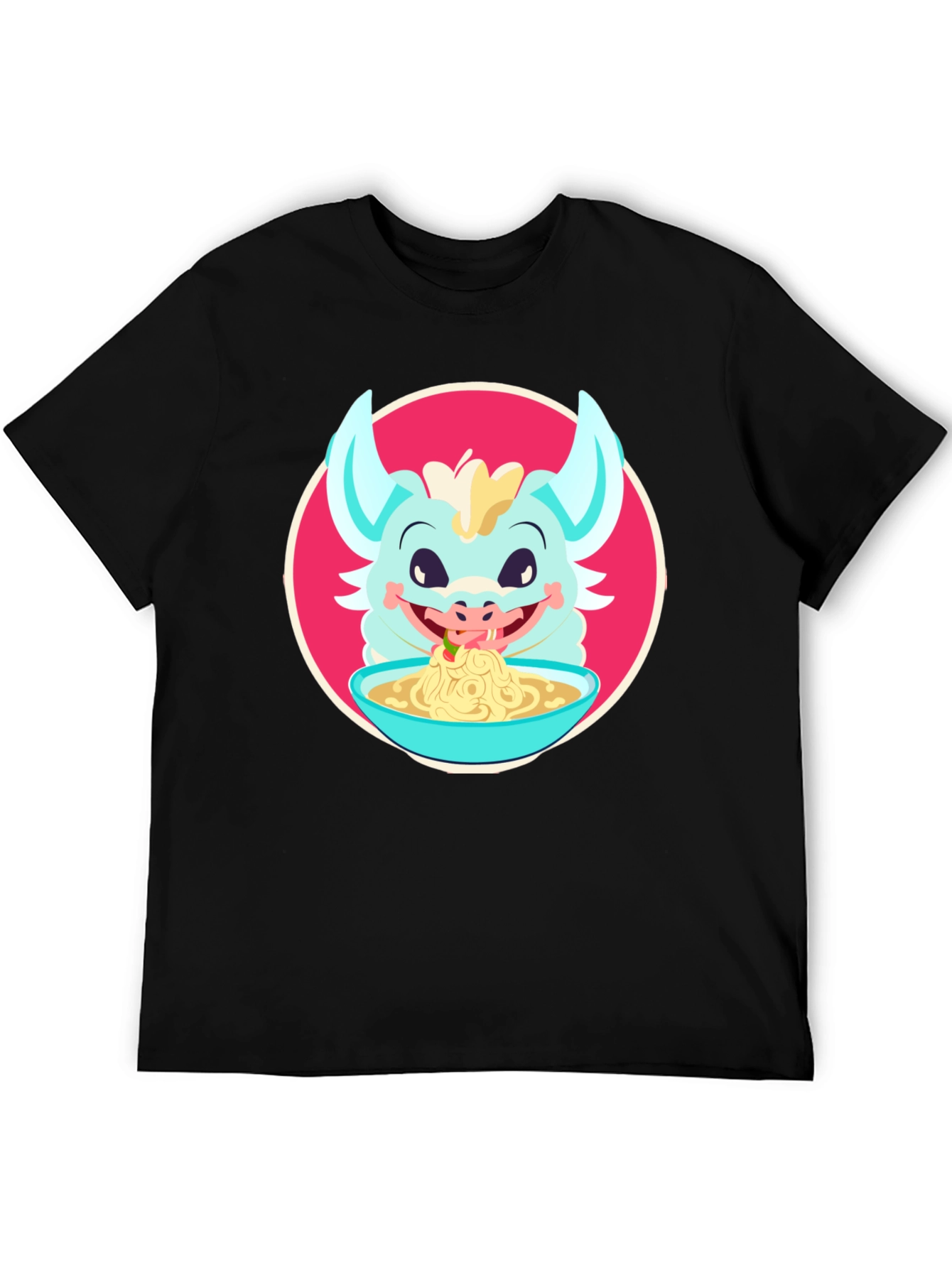 Dragon Eating Ramen T-Shirt - Cute Cartoon Graphic Tee