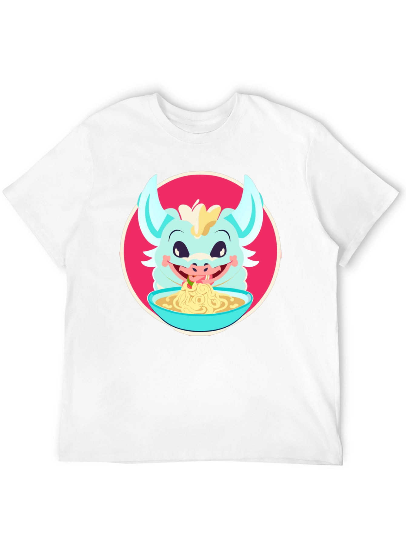 Dragon Eating Ramen T-Shirt - Cute Cartoon Graphic Tee