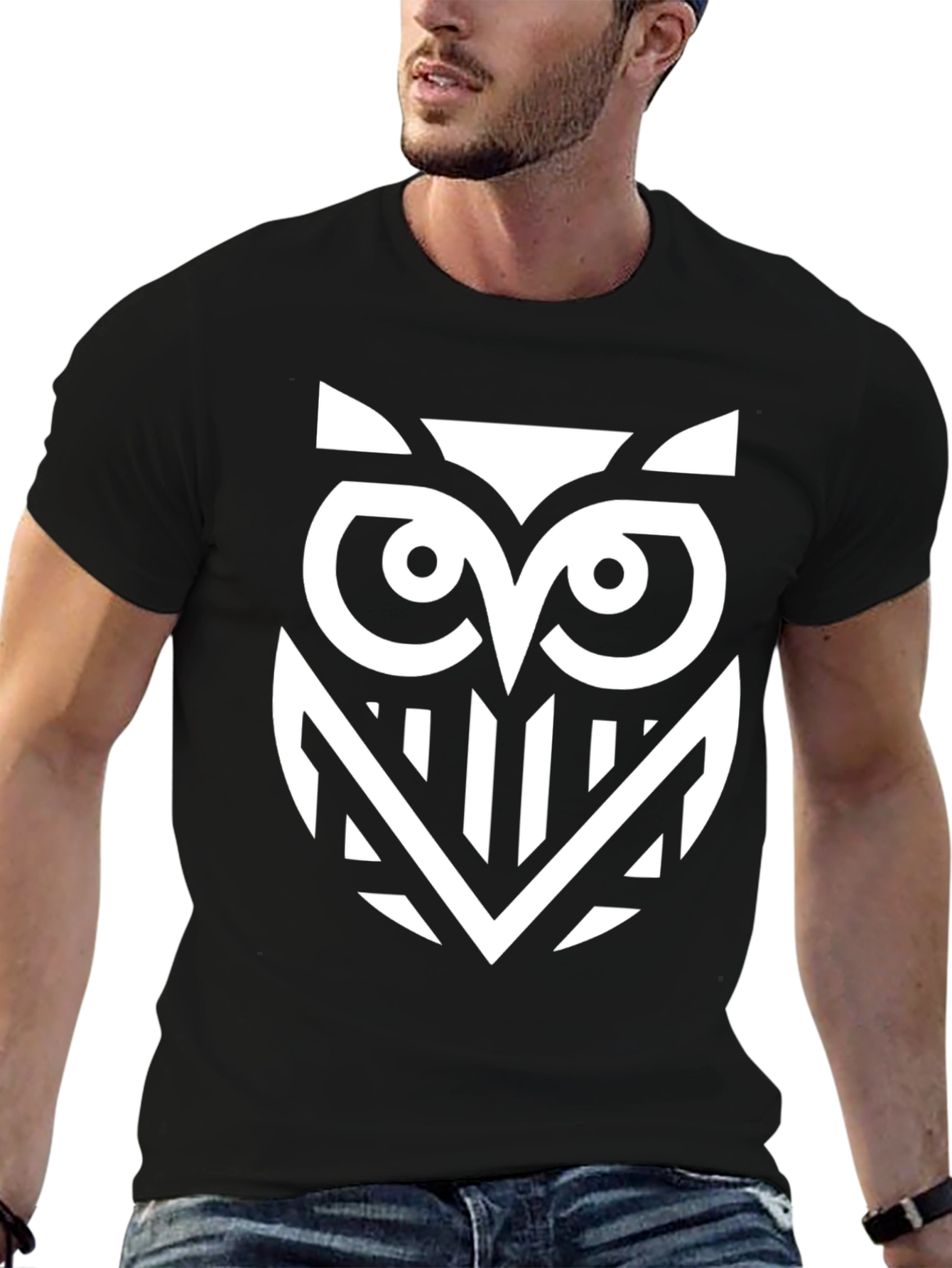Owl Graphic Black T-Shirt for Men