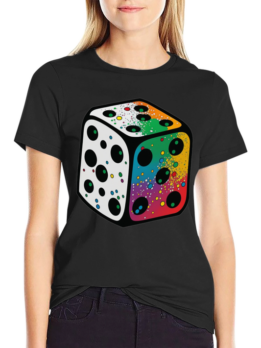 Colorful Dice Graphic Tee - Lucky Gamer Shirt