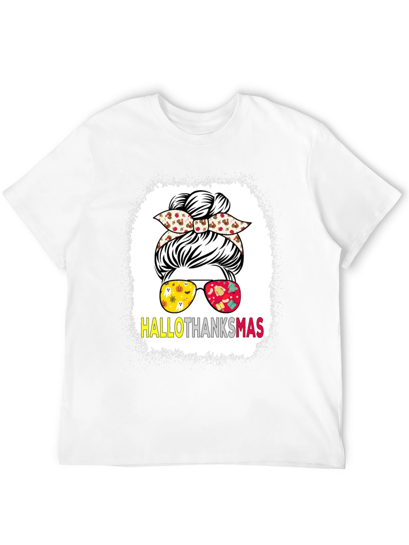 HalloThanksMas Messy Bun T-Shirt