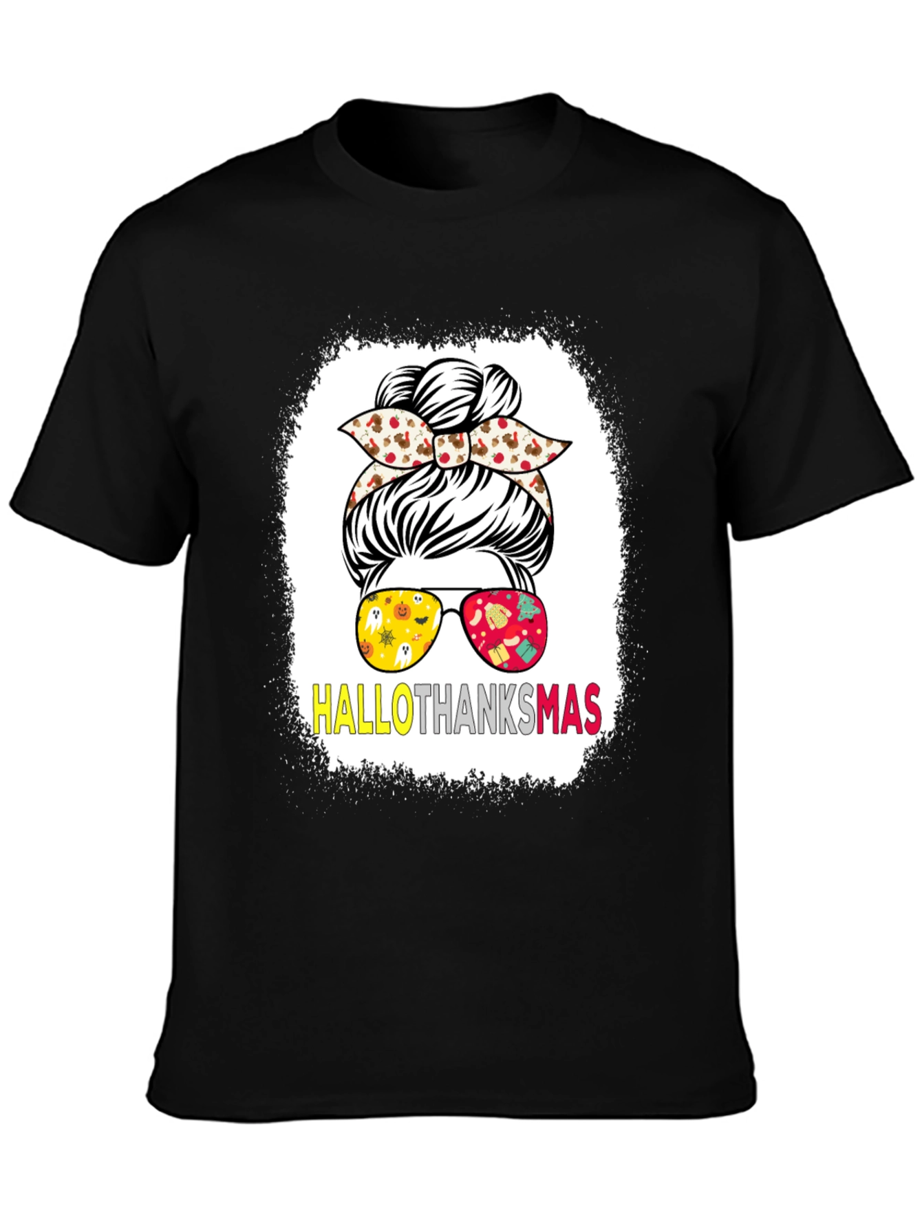 HalloThanksMas Messy Bun T-Shirt