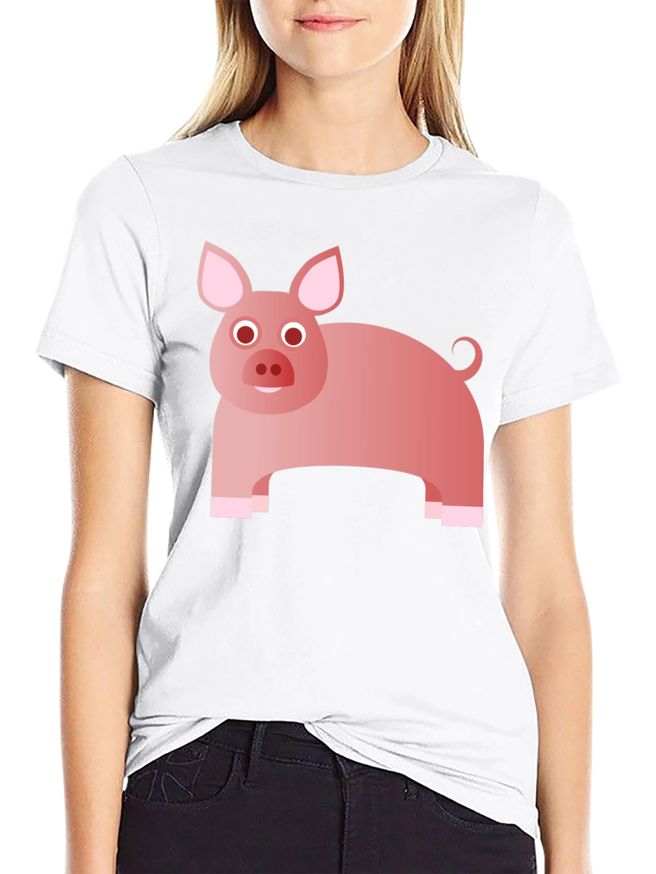 Funny Pig Graphic Tee - Black Cotton T-Shirt