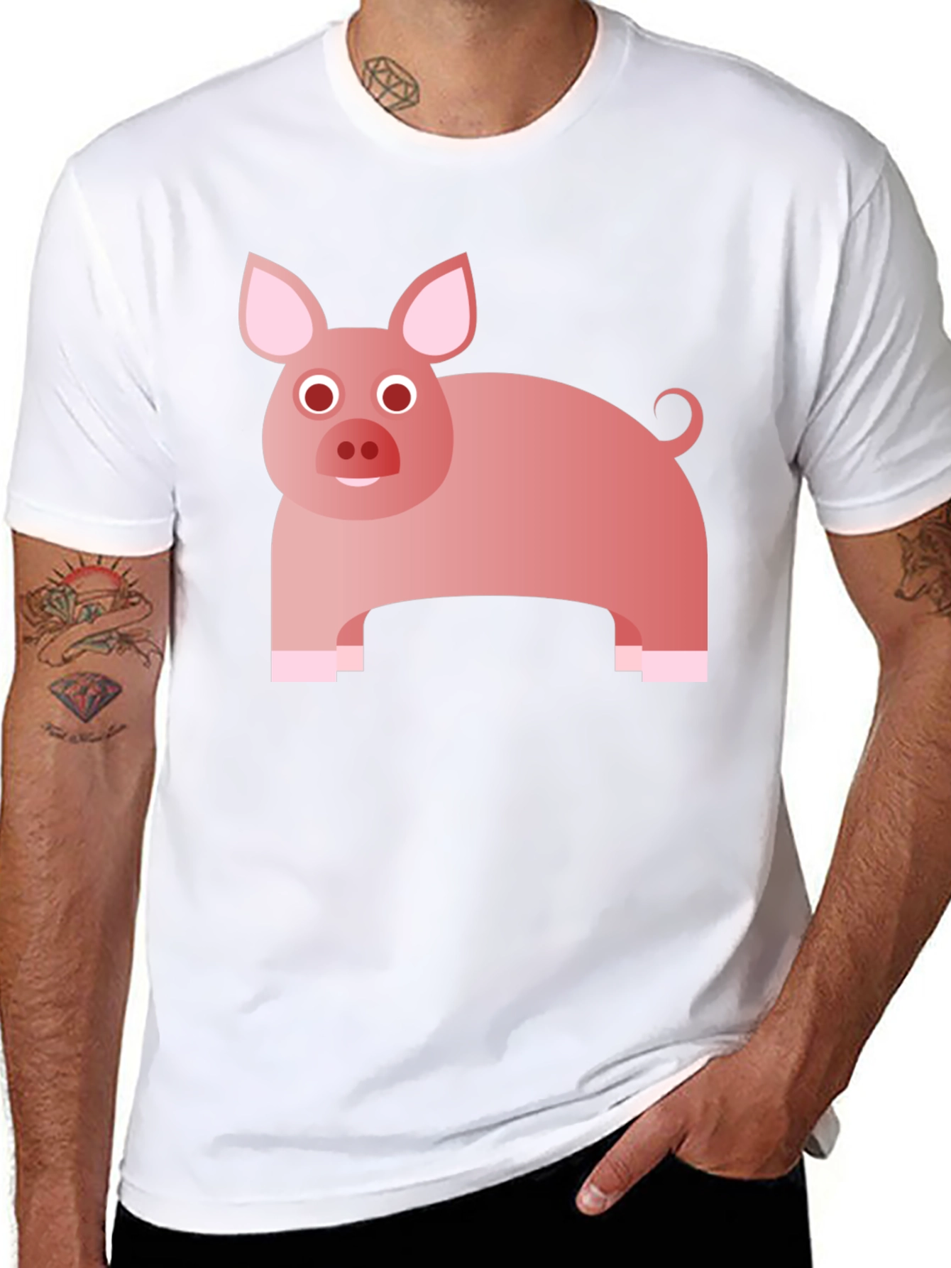 Funny Pig Graphic Tee - Black Cotton T-Shirt