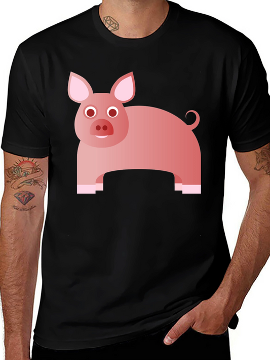 Funny Pig Graphic Tee - Black Cotton T-Shirt