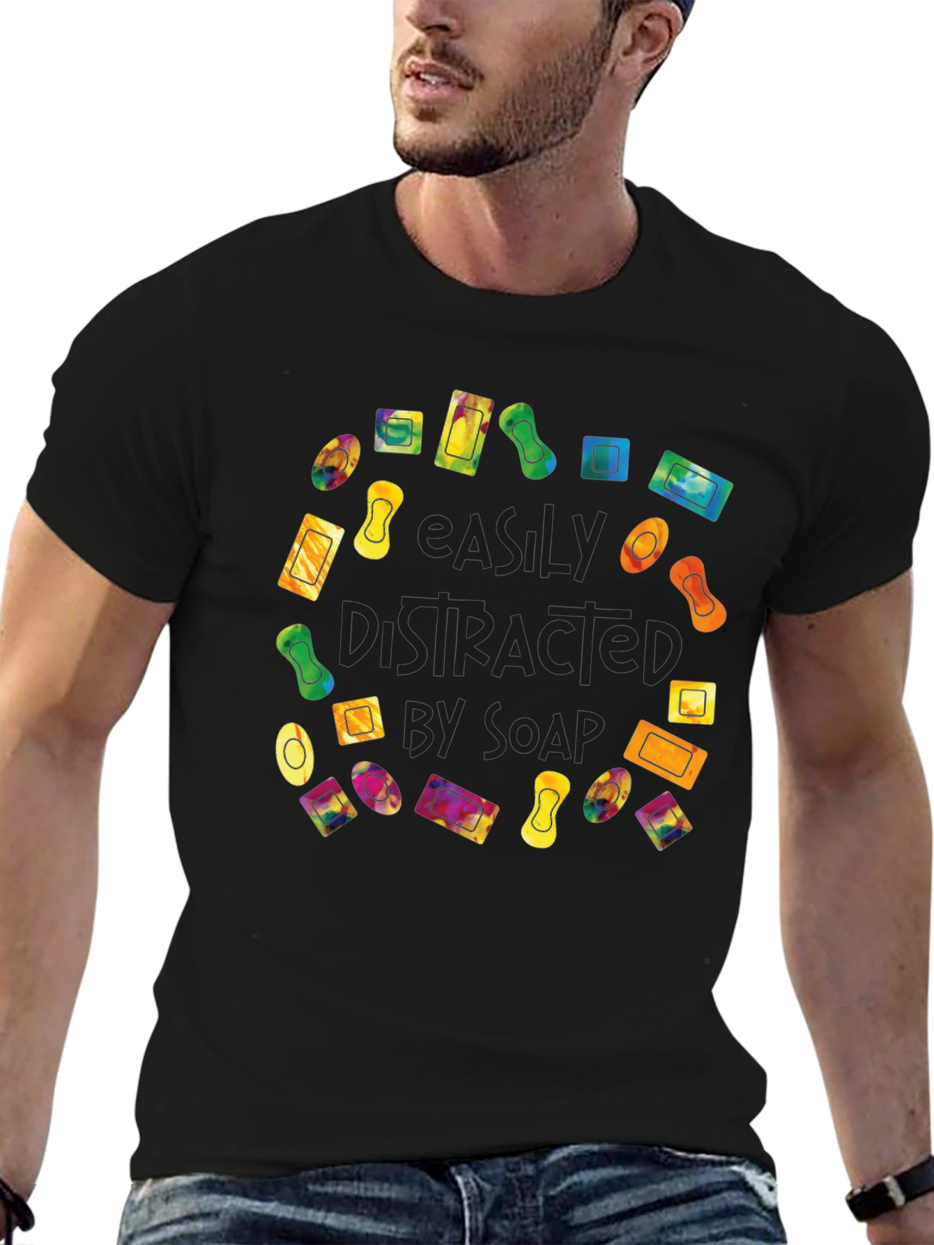 Easily Distracted by Soap Black T-Shirt