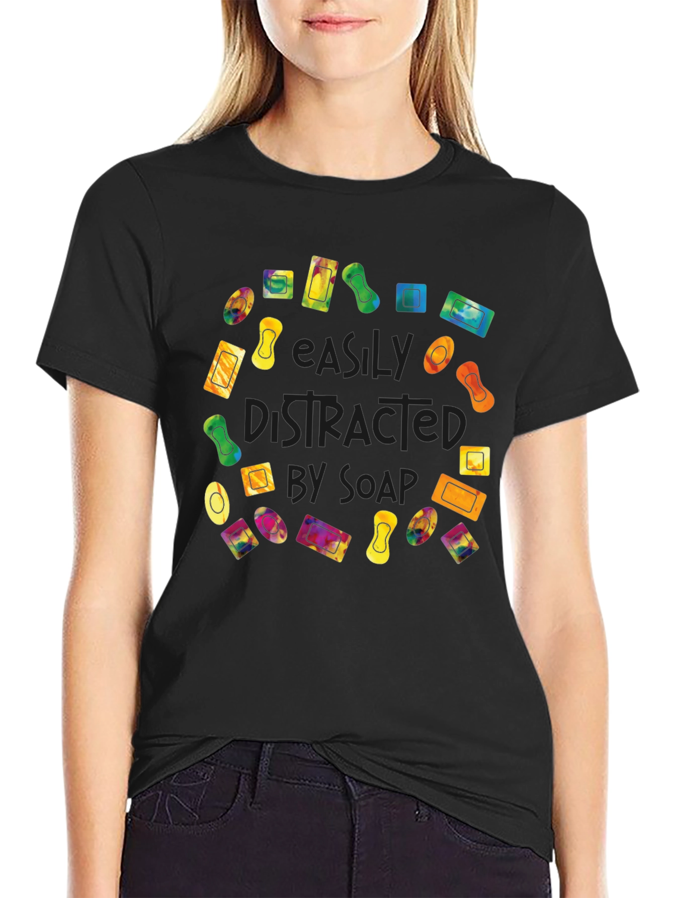 Easily Distracted by Soap Black T-Shirt