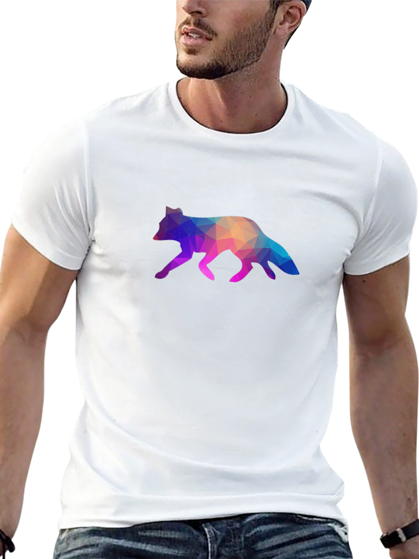 Geometric Fox Graphic Tee - Stylish Black T-Shirt