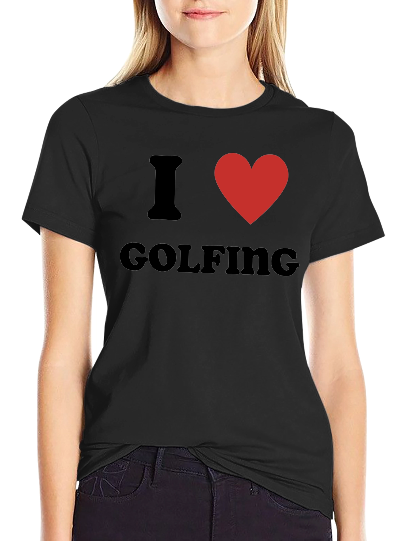 I Heart Golfing T-Shirt - Black Cotton Tee