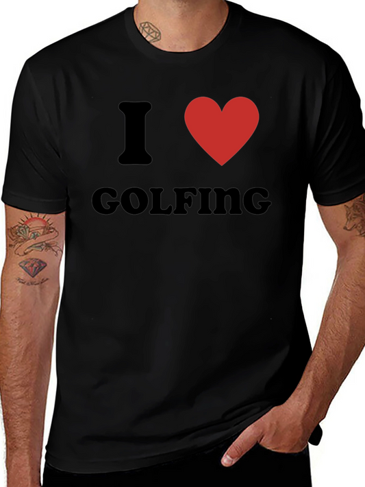 I Heart Golfing T-Shirt - Black Cotton Tee