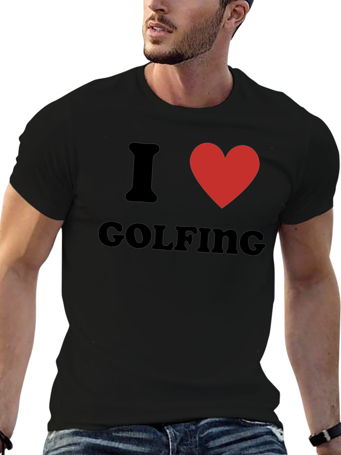 I Heart Golfing T-Shirt - Black Cotton Tee