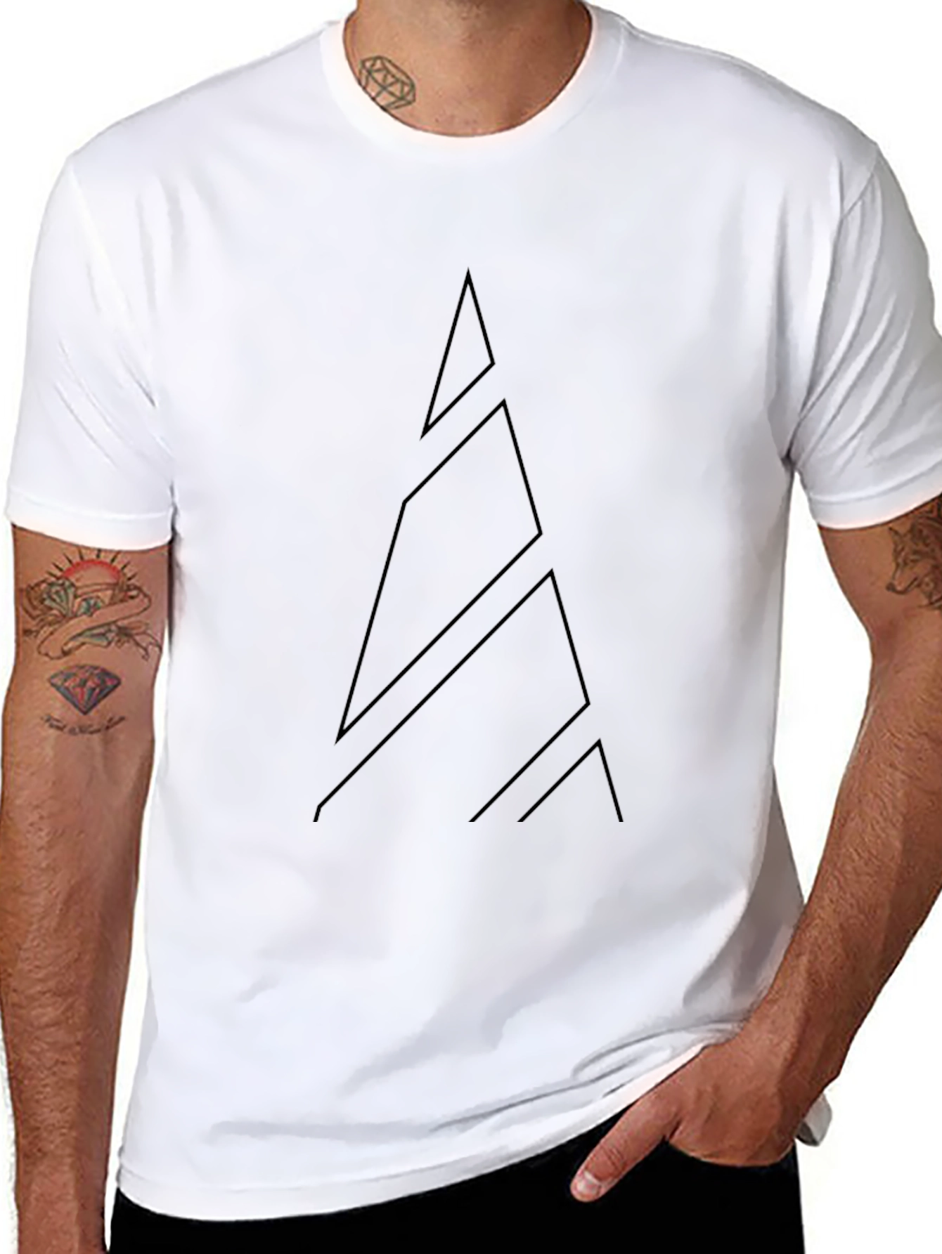Geometric Mountain Black T-Shirt