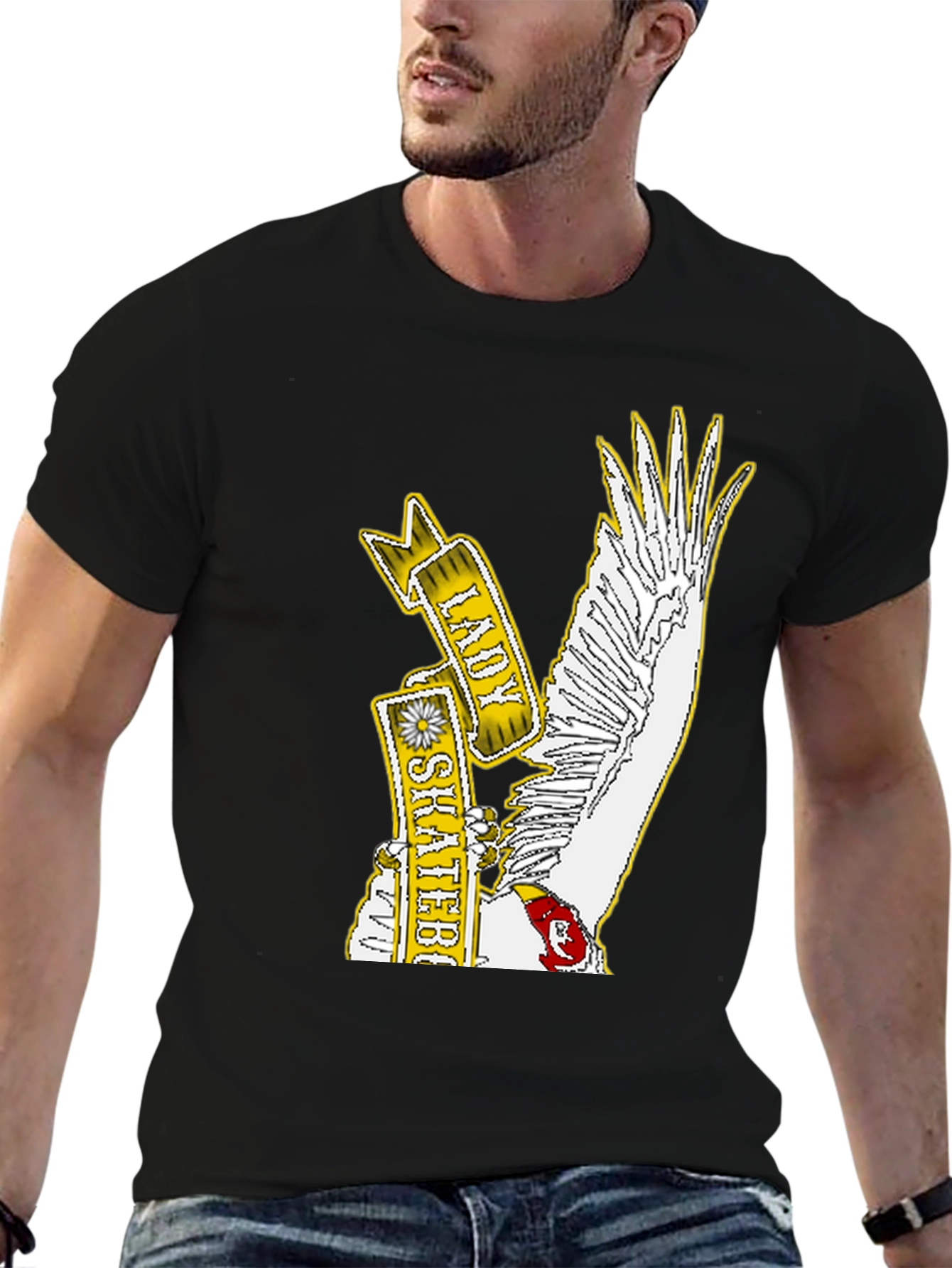 Lady Skateboarder Graphic Tee - Black