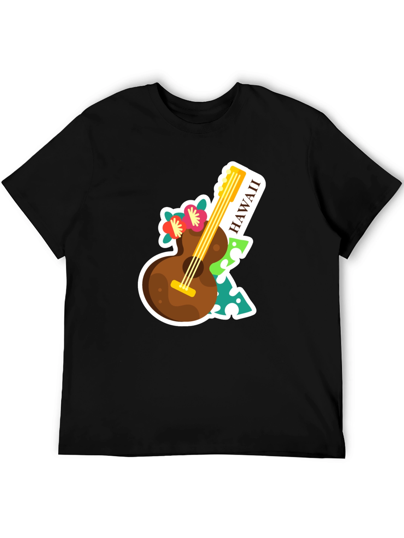 Hawaii Guitar Graphic Tee - Tropical Vacation Vibes!