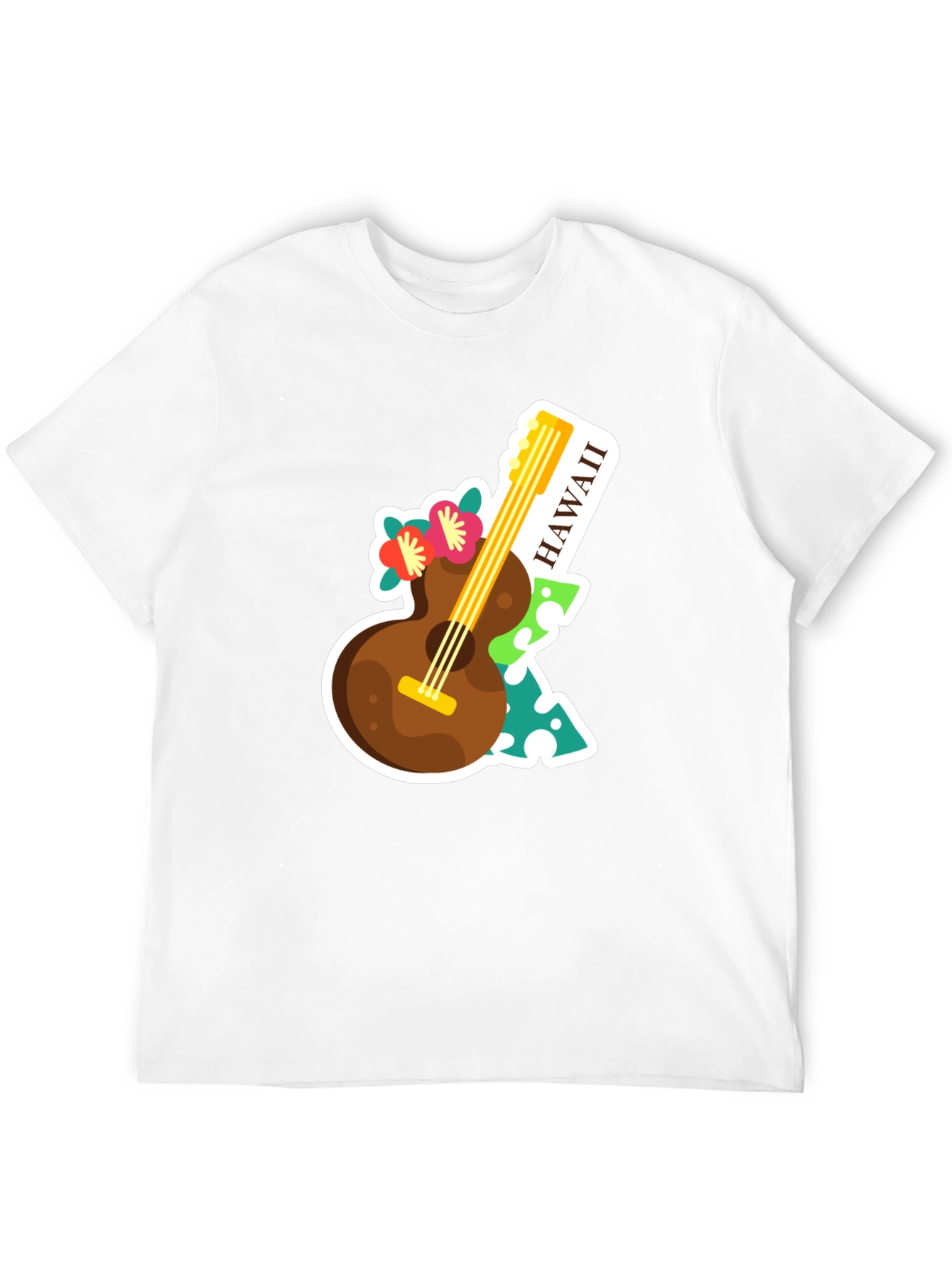 Hawaii Guitar Graphic Tee - Tropical Vacation Vibes!