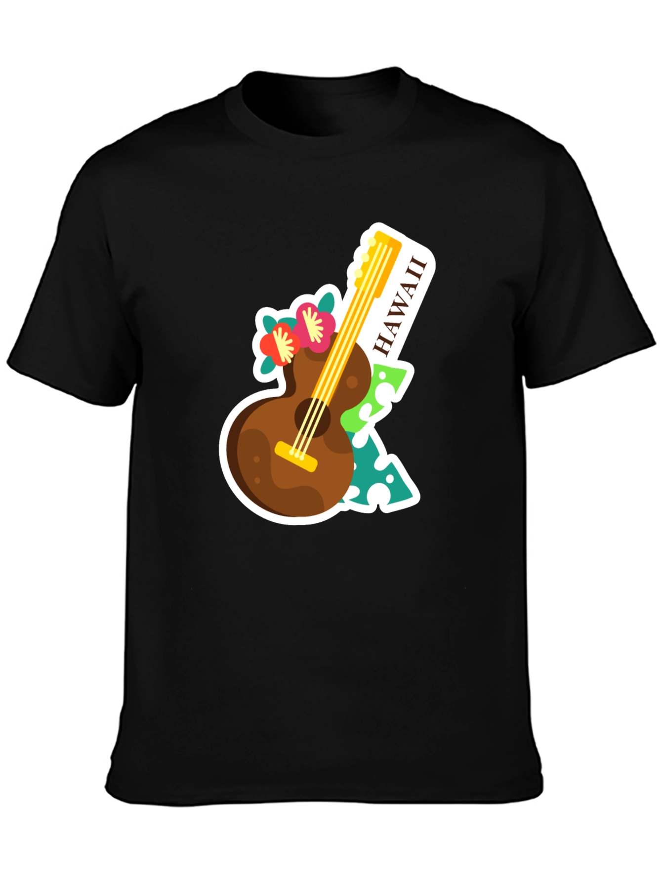 Hawaii Guitar Graphic Tee - Tropical Vacation Vibes!