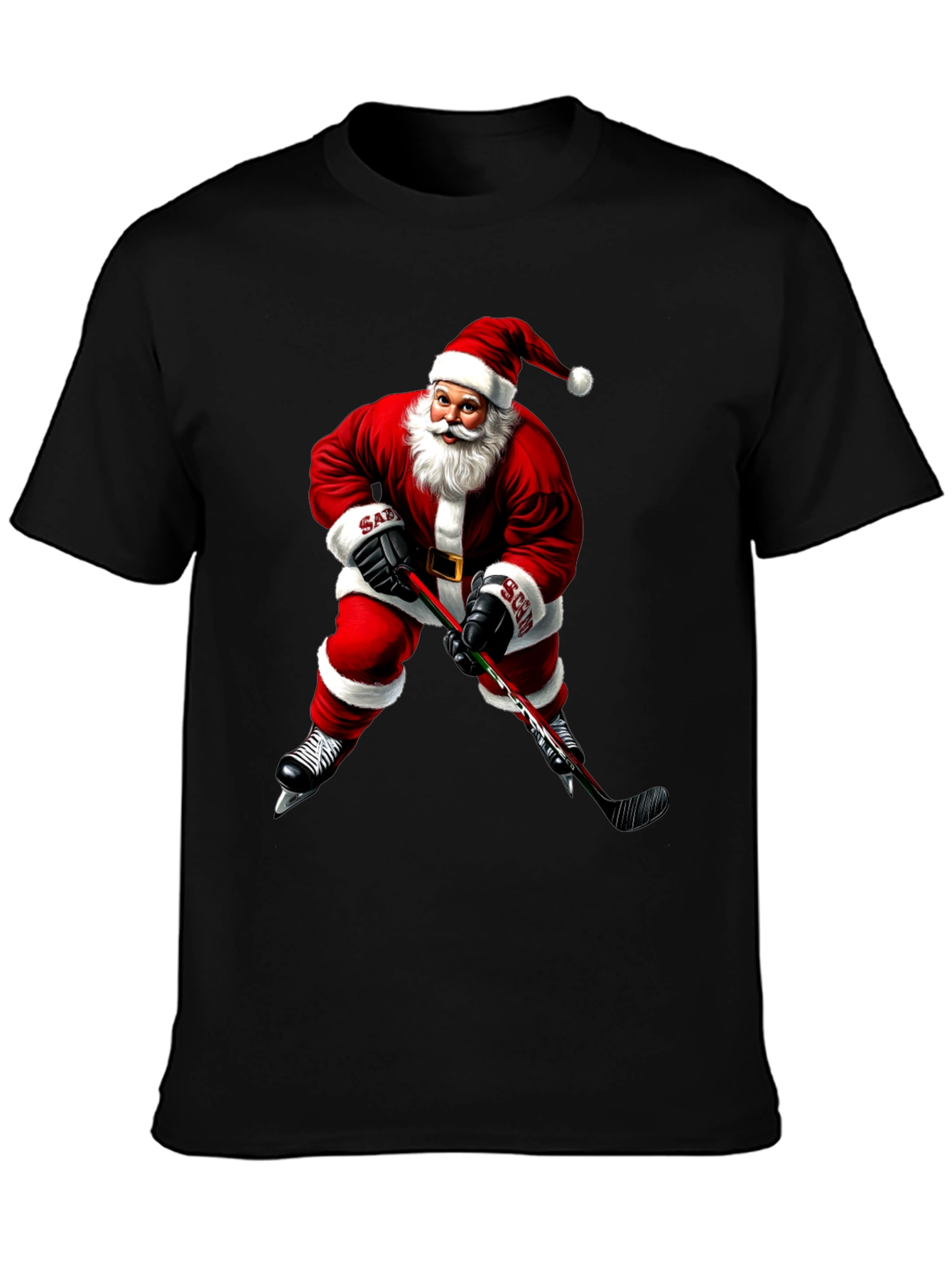 Santa Hockey Player Graphic Tee