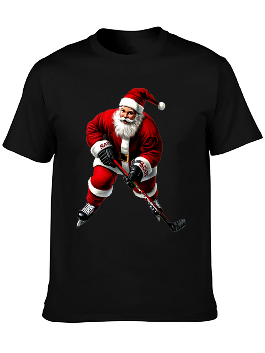 Santa Hockey Player Graphic Tee