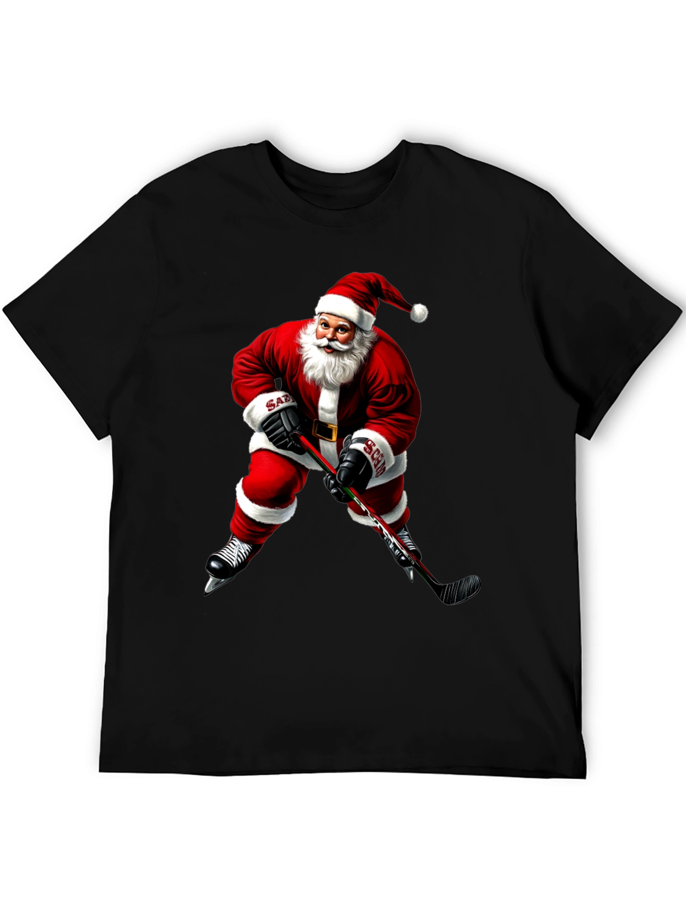 Santa Hockey Player Graphic Tee