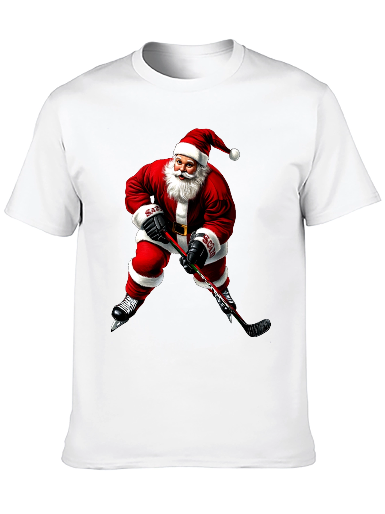 Santa Hockey Player Graphic Tee