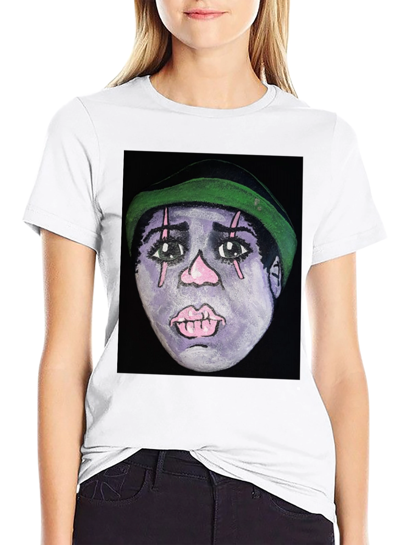 Clown Face Graphic Black T-Shirt - Unique Art Tee