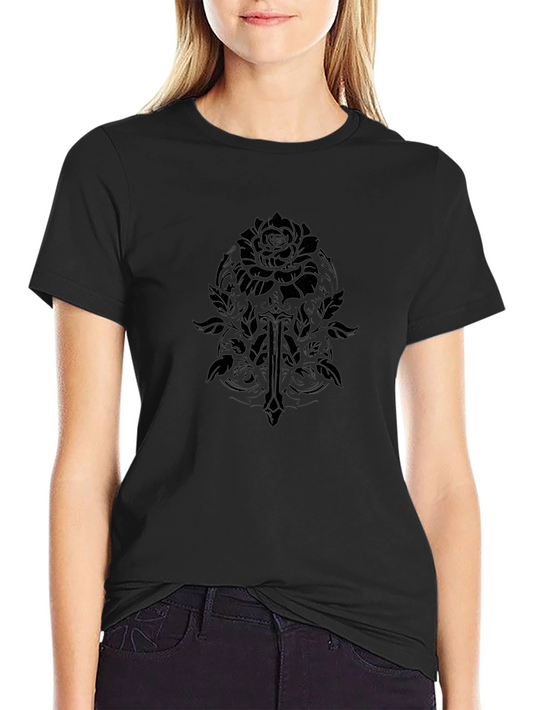 Rose & Sword Graphic Black T-Shirt