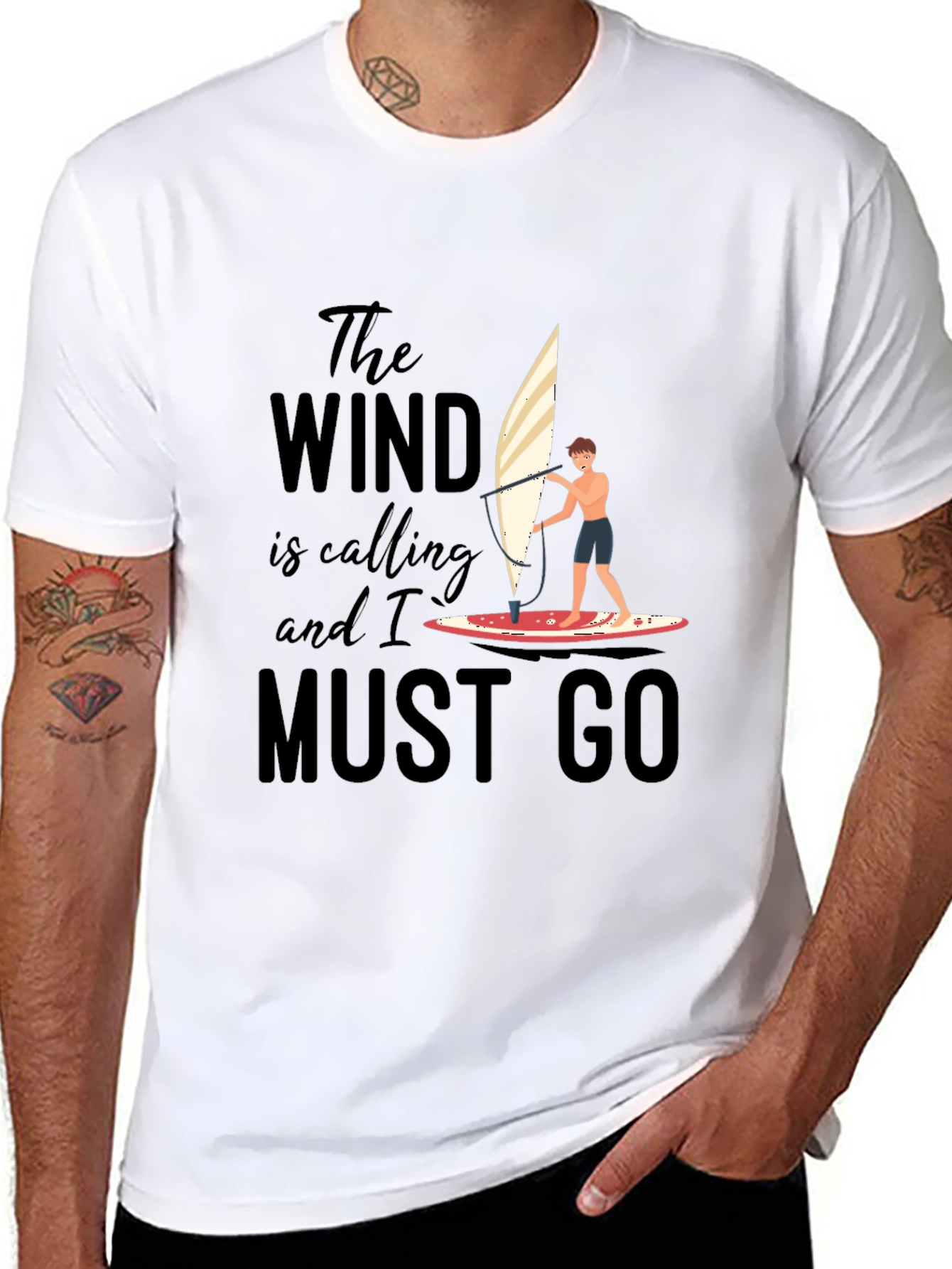 Wind Calling T-Shirt: Surfing Adventure Tee