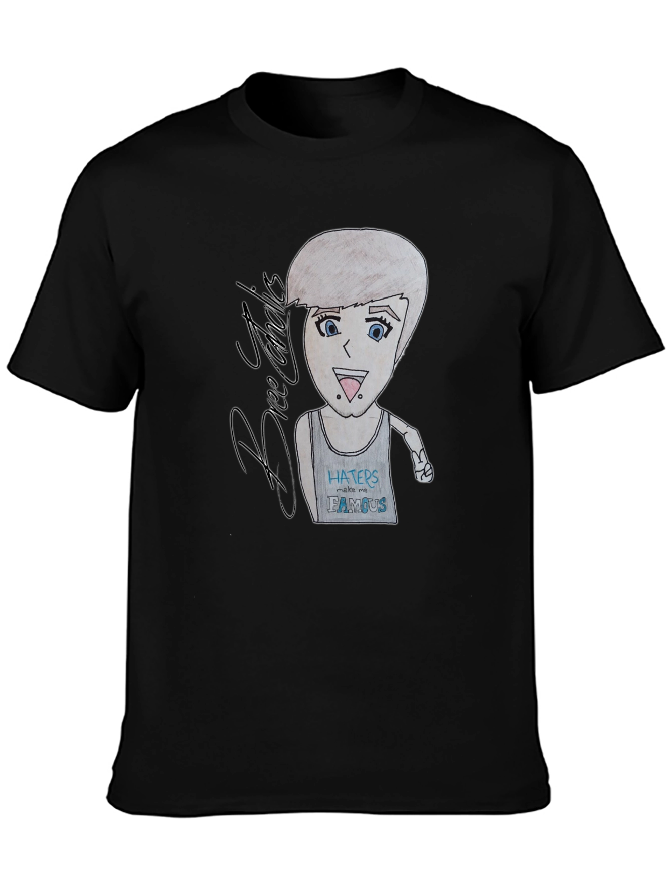 Cartoon Character Graphic Print Black T-Shirt