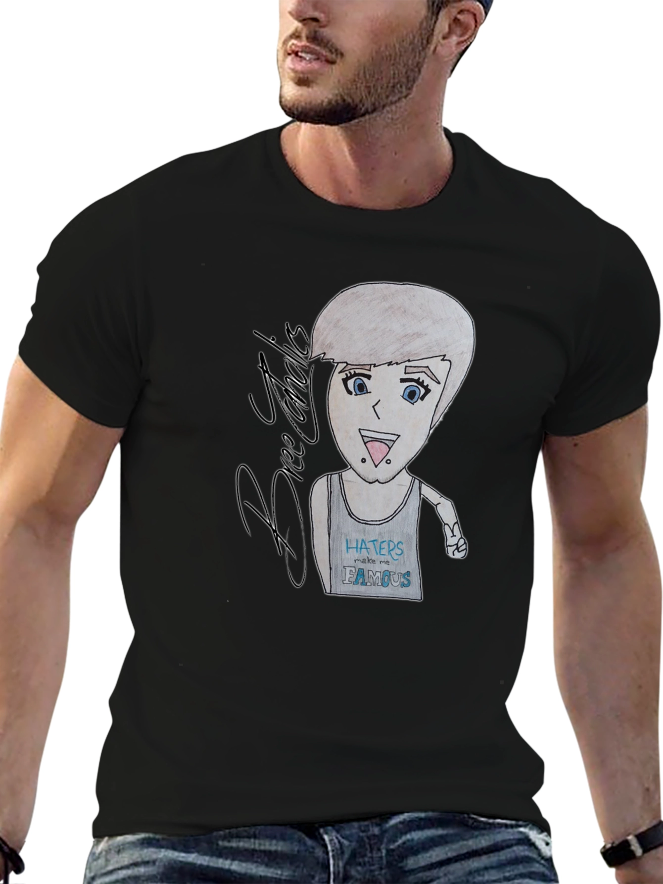 Cartoon Character Graphic Print Black T-Shirt