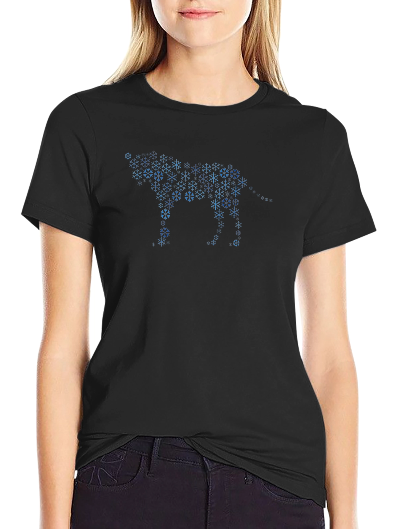 Snowflake Wolf Graphic Tee - Black